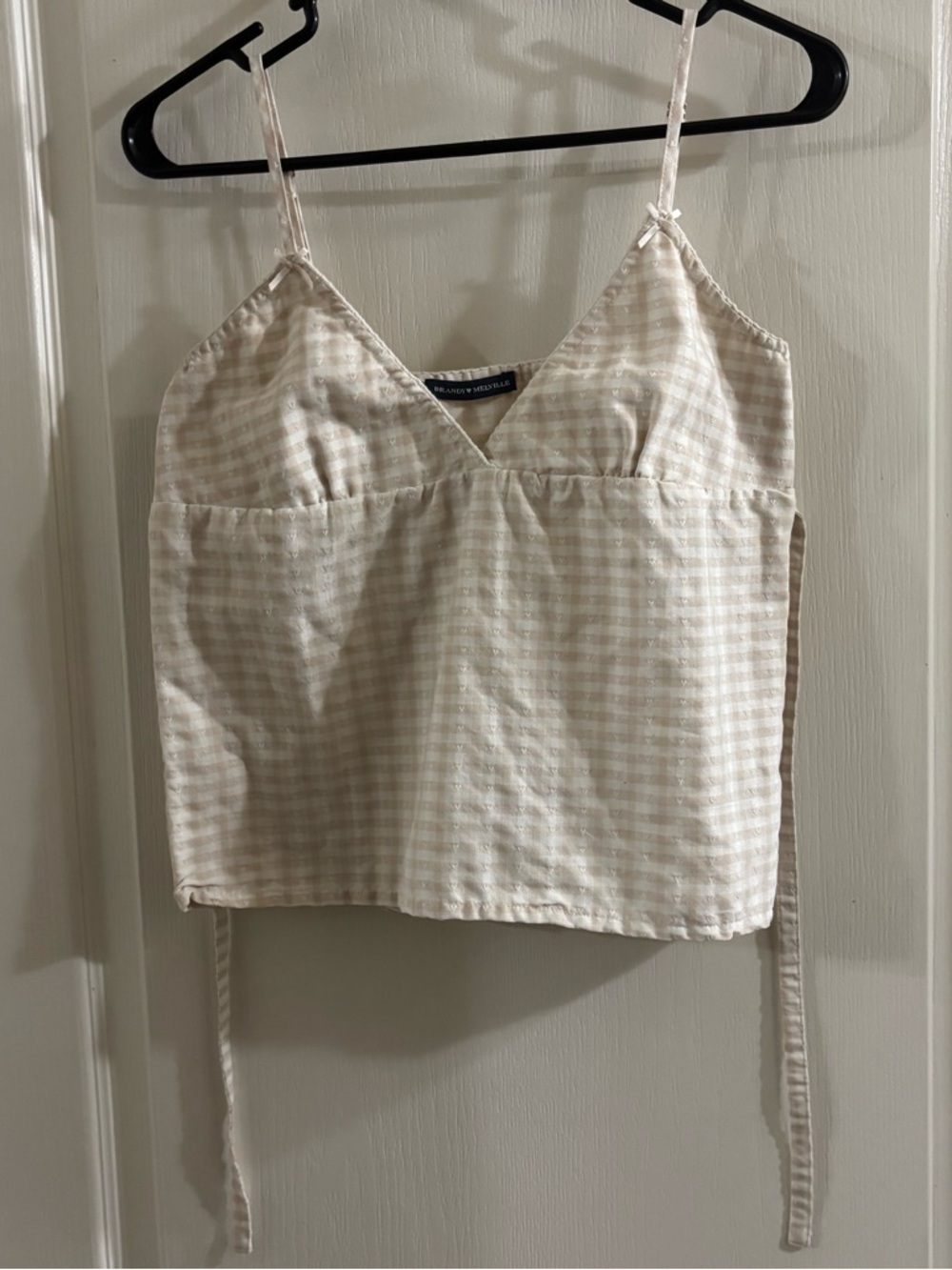 Brandy Melville Cream and White Striped Seersucker Camisole Top